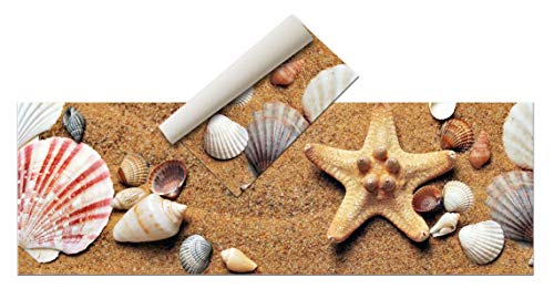 Tapis Vinyle hydraulique - Tapis de Cuisine - Tapis de Bain - Tapis de Salle à Manger antidérapant - Tapis Adaptable - Tapis pour Enfant - Caoutchouc éponge et Sol PVC… (180 x 60 cm, Plage) Cover