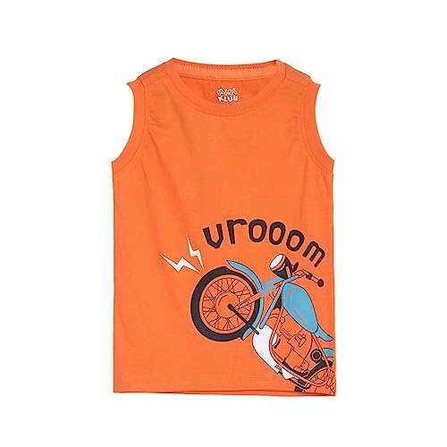 Image of miniklub Girls Orange Printed Round Neck T-Shirt