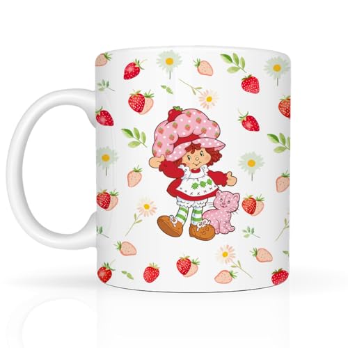 LONGXIN Cute Strawberry Cup Gifts for Women Girls 11 oz Coffee Mug Kawaii Accessories Strawberry Party Favors
