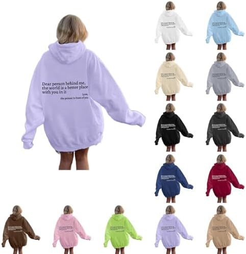 Teen Girls Dear Person Behind Me Hoodie You Are Enough Oversized Long Sleeve Letter Graphic Sweatshirt Pullover Tops