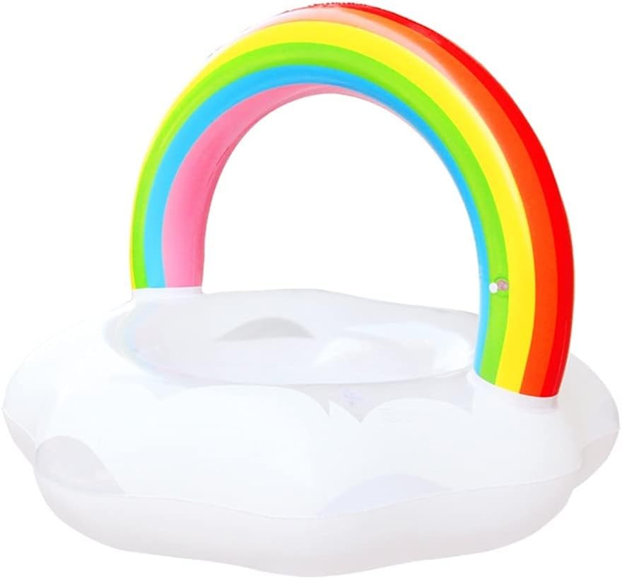 Giant Rainbow Inflatable Float Swimming Ring for Adult Pool Party Water Toys Ride-On Air Mattres Swimming Ring (Pool Rafts) (Color : White)