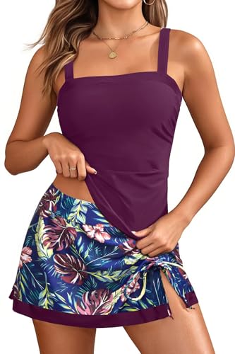 Image of Women Tankini Swimsuits with Skirt - Two Piece Swimsuit Tummy Control Bathing Suits 2025 Swimwear