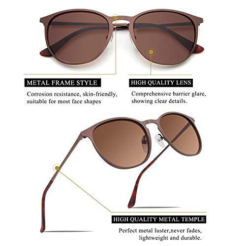 Classic Round Retro Sunglasses UV400 Circle Lens Metal Frame Men Women FW1006(2 pairs C1+C22