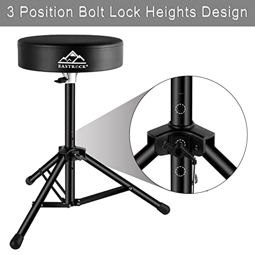 Image of EASTROCK Drum Throne,Padded Drum Seat Drumming Stools with Anti-Slip Feet for Adults and Kids Drummers (Black Upgrade)