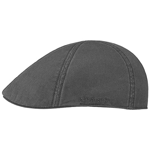 Stetson Texas Cotton Flatcap mit UV Schutz 40+ - Schirmmütze aus Baumwolle - Unifarbene Mütze Frühjahr/Sommer dunkelgrau XL (60-61 cm)