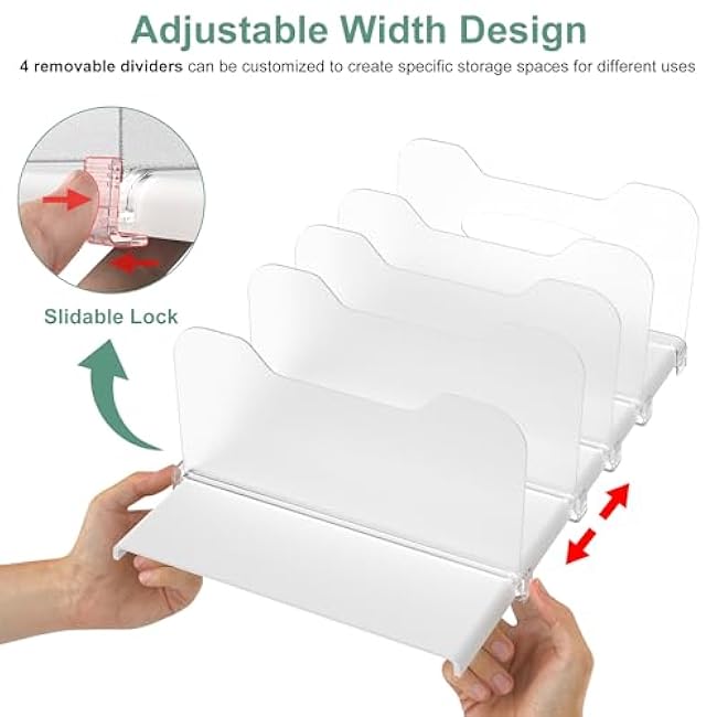 Freezer Organizer 12¡± Visible Fridge Organizer Rack with Removable Dividers and Handles, Freely Adjustable, Fits Refrigerator Frozen Meals, Lunch Meat Box, Cheeses(White)