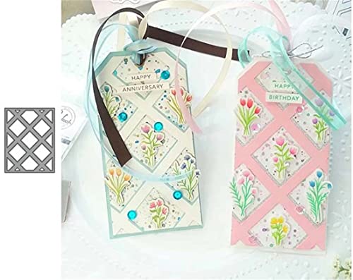 Mvchifay Cutting Dies Metal Stencils Scrapbooking Tool DIY Craft Carbon Steel Embossing Template for Paper Card Making (Diagonal Rectangle background-14.4x11.3cm)