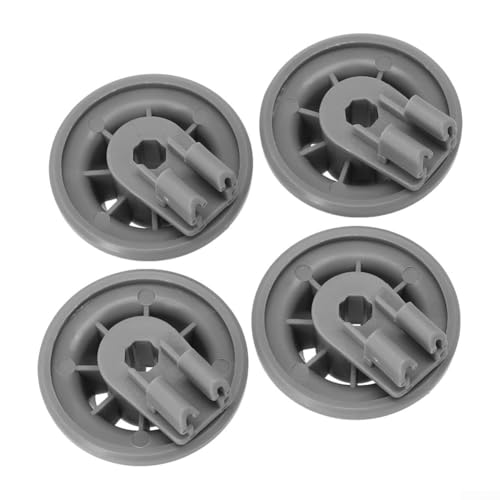 Lot de 4 roues de panier inférieur de lave-vaisselle pour Bosch, Siemens, Neff, Constructa, Junker, compatible avec le numéro de pièce 611475 00611475 gris, pour un remplacement facile