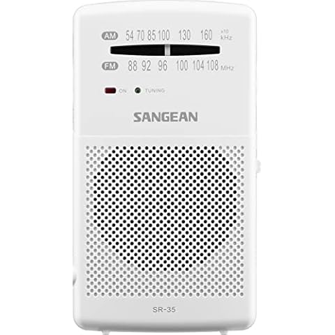 Sangean SR-35 White Radio FM/AM Built-in Speaker Telescopic Antenna Headphone Output Cover