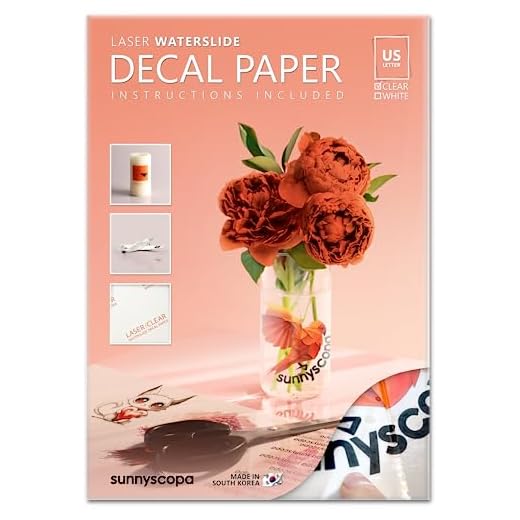 Sunnyscopa Waterslide Decal Paper for LASER Printer - CLEAR, US LETTER SIZE 8.5"X11", 20 SHEETS, Personalized Water Slide Transfer Transparent Printable paper - DIY Custom for Tumblers, Glasses, Mug