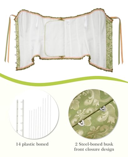 Vrapo Light Green Corset Top for Women | Overbust Lace Up Waist Cincher Shapewear Lingerie - Size XS - 6