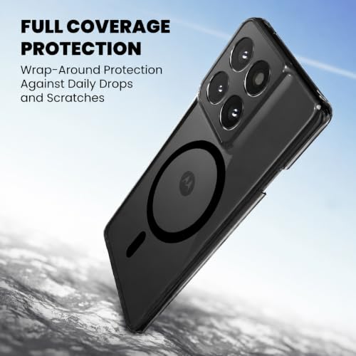 Image of Elzzi Anti Scratch Semi Translucent Cover for Moto Edge 60 Fusion Case, Premium PC + TPU Magnetic Phone Cases Drop Proof, Compatible with Magsafe Slim Never Yellowing Shockproof
