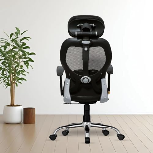 Image of FUGO FG402 Ergonomic High Back Mesh Office Chair with Korean Nylon Mesh Cushioned Seat Tilting Mechanism Adjustable 2D Headrest Lumbar Support HeavyDuty Metal Base 3Year Warranty (Black-1)