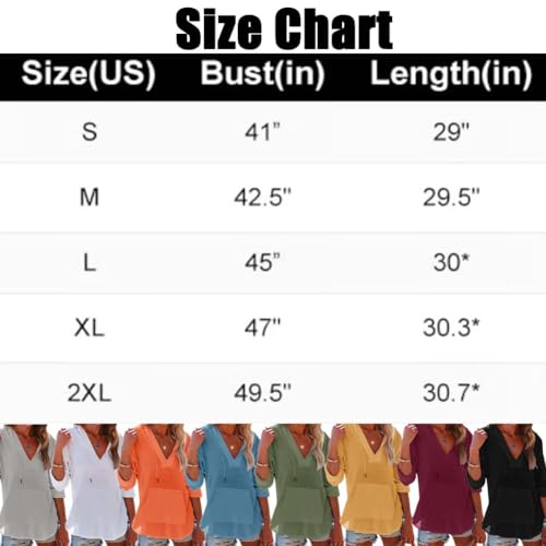 Women's V-Neck Hooded Beach Cover-Up Linen Long Sleeve Beach Cover Up Sweatshirts Hoodies Pullover Tops with Pocket2