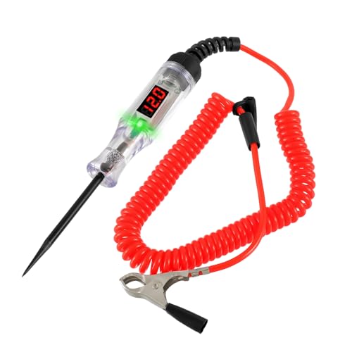 HUAREW Testeur de Circuit de Automobile 3-120V Stylo de Testeur de Tension de Voiture avec écran LCD, fil à ressort, pince crocodile, Test de Polarité,...