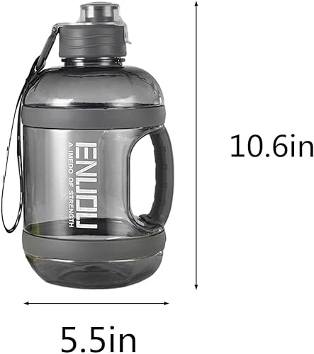 Image of Large-Capacity Water bottle Gallon Gym Bottle Fitness Bottle PETG Plastic, BPA Free, Leackproof Clear Transparent all Color Available - 2.2 Liter (Black)