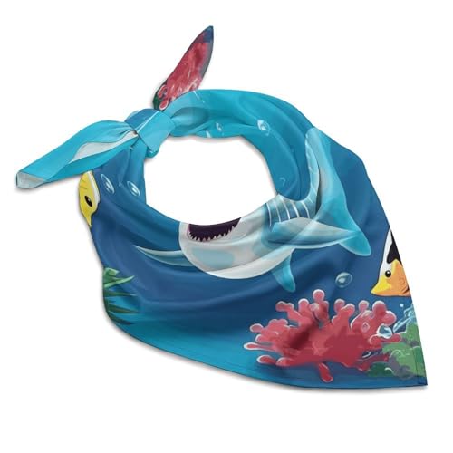 DWTJKMS Seidentuch, Motiv: lächelnder Hai, leicht, quadratisch, Satin, modisches Haarschal, Zubehör für Tasche, Halstuch, Stil:, 25"x25"