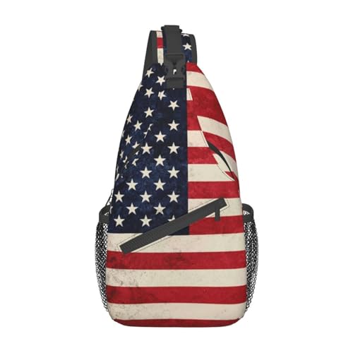 American Flag Sling Bag,Multipurpose Crossbody Backpack Shoulder Chest Bag for Women Men Travel Hiking Daypack