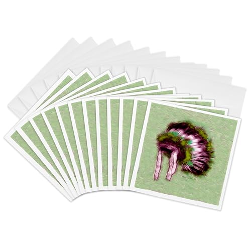 Carte de voeux indien coiffe H 3drose lot de 12 formats 15x15 cm pour correspondances