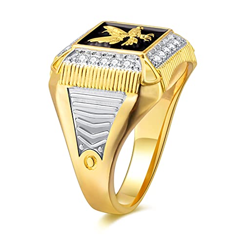 Men's 14K Gold Eagle Band Ring Cubic Zirconia American Eagle Ring2