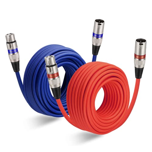 EBXYA XLR Cables 50 ft 2 Pack - Mic Cables Balanced DMX Cable Male to Female Suitable for Microphones, Radio Station, Stage Lighting