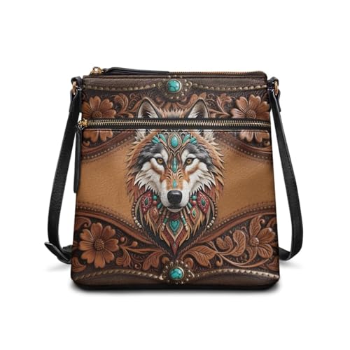 Image of Leather Women Crossbody Hobo Bag Satchel Purse Handbag with Adjustable Shoulder Strap and Zipper Pockets