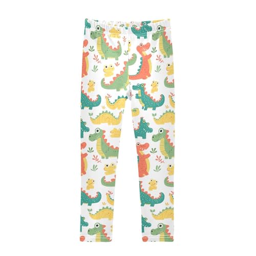 KLL Cute Cartoon Crocodile Alligator Toddler Baby Girl Cotton Leggings Stretch High Waisted Dance Pants Running
