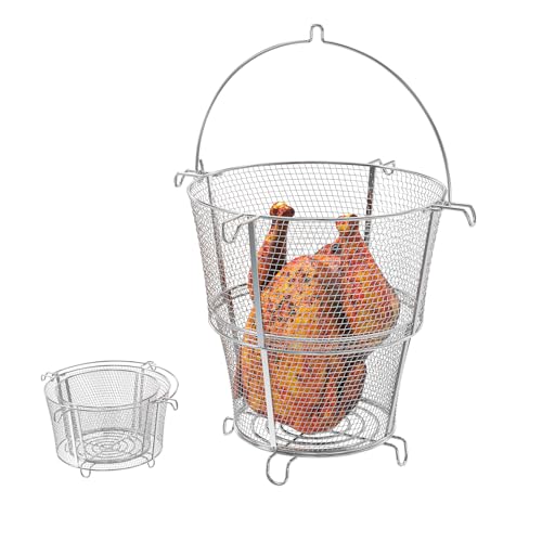 Image of Turkey Fryer Basket for Charbroil The Big Easy Oil-Less Turkey Fryer 17102065 18102095, Foldable Basket Replacement Part for Charbroil TRU-Infrared and Outdoor Deep Frying Accessories, Stainless Steel