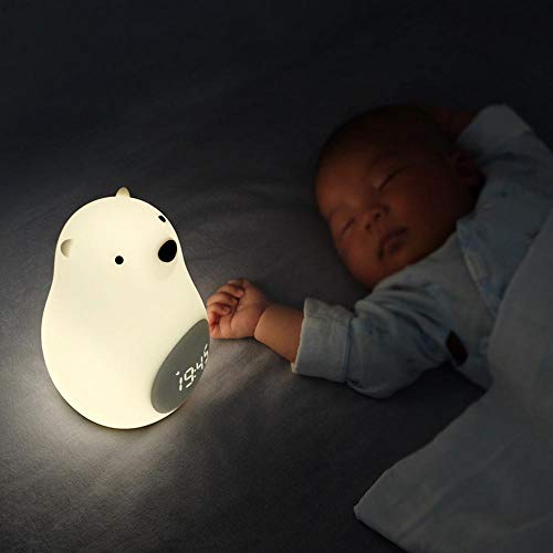 Big White Bear Wake Up Lamp Camera da Letto Atmosfera Cartone Animato Gel di Silice Voice Controled LED Clock Alarm Charging Bedside Night Light - Image 4