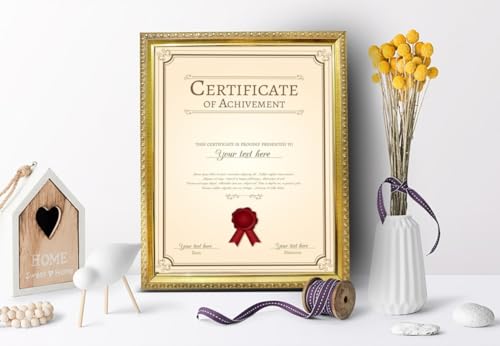 Image of A4 Size Certificate, Document Photo frames set of 2 For Home Decoration, Living Room, Office Decoration, painting & gift in awards frames size (8.2 x 11.6 inch)dot pattern golden color