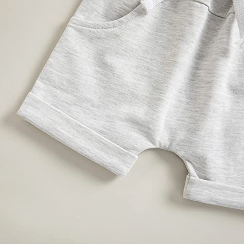 0-3 Years Baby Boys Summer Clothes Outfits, Newborn Contrast Color T-Shirt Tops & Drawstring Shorts Set (E-Solid White, 6-12 Months) #TOP6