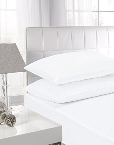 NIYS Luxury Bedding 100% algodón Egipcio Plano Hojas, Blanco, Fundas de Almohada (2 Unidades)