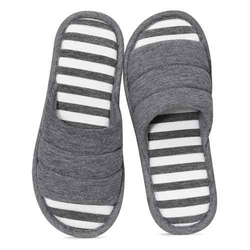 Image of shevalues Open Toe House Slippers for Women Men Memory Foam Bedroom Shoes