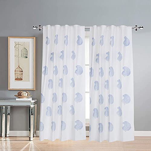 Image of LINENWALAS Cotton Curtains Set of 2, Canvas Window Curtains for Home Decor, Hangs Elegantly with Back Loops (4.5ft x 6 ft, Blue Paisley)