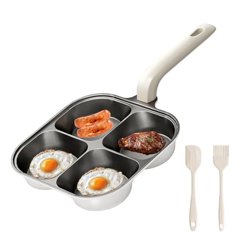 JUSTUP 4-Cup Egg Pan Nonstick，Healthy Titanium Ceramic Breakfast Frying Pan，Compatible with All...