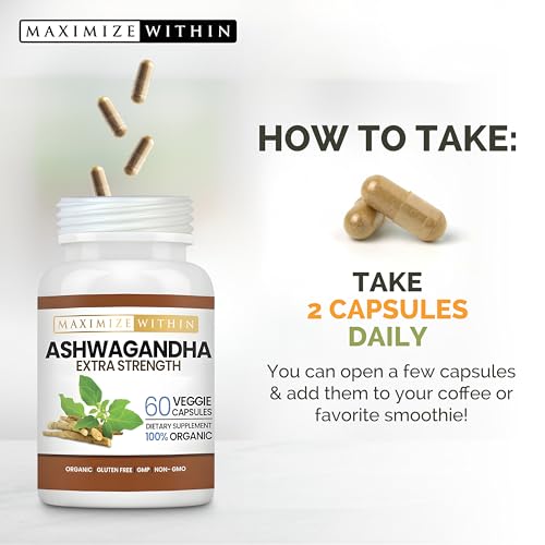 Ashwagandha Root Extract Extra Strength – 60 Vegetarian Capsules – Non-GMO Herbal Supplement – Adaptogenic Herb – Enhanced Absorption Formula - Image 4