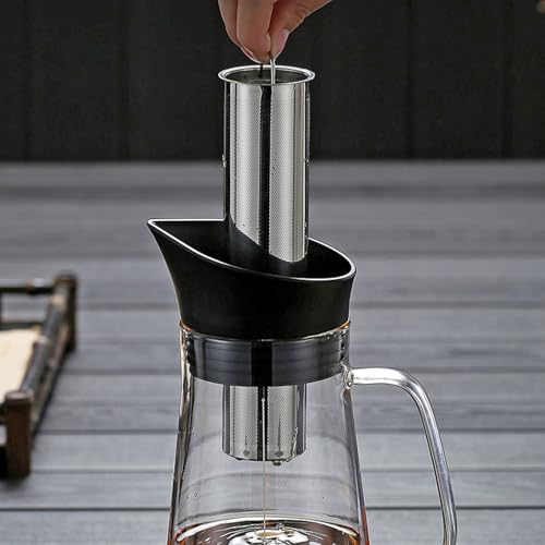 FixtureDisplays® Jarra de café gelado de imersão total de 1,5 l com bico e vedações de silicone, jar