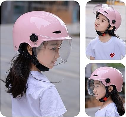 Casco da moto aperto per bambini, casco da scooter omologato ECE con visiera, casco da scooter per ragazzi e ragazze dai 3 ai 12 anni E,51-56CM
