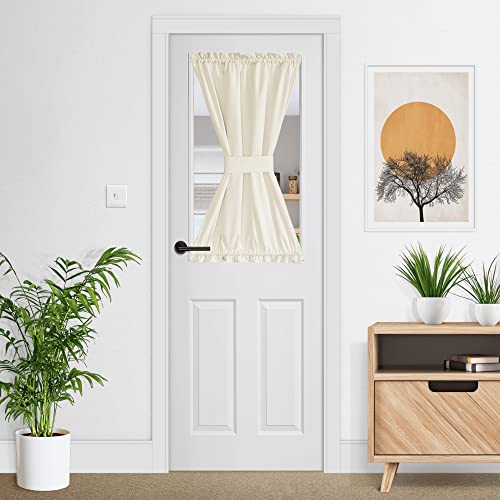 NICETOWN Ivory White Velvet Short Curtain 40 inches - Elegant French Door Curtain for Kitchen Window Light Blocking Luxury Panel for Nursery/Kids Bedroom Decor, W25 x L40, 1 Panel Velvetivor