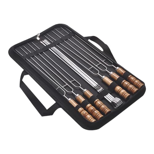 Grillspieße, Doppelspieße Fleischspieße Mit Holzgriff, Schaschlikspieße Aus Edelstahl, Zum Grillen Von Steaks, Chicken Wings, Würstchen (10 Stück)