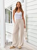 LILLUSORY Linen Wide Leg Pants Womens Palazzo Flowy Beach Vacation 2026 Summer Spring Fashion Outfits Clothes Clothing Trendy Skirts Cute Resort Wear Cruise High Waisted Boho Travel Trousers Pockets