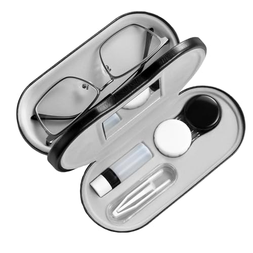 AITIME Estojo Portátil 2 Em 1 Para Lentes De Contato E Óculos - Multifuncional, Resistente, Compacto E Com Acabamento Marmorizado.