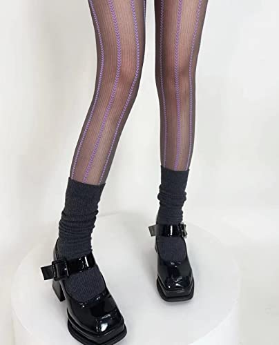 Image of Sahabowi Women Sheer Tights, High Waist Pantyhose, Vintage Control Top Stockings(Patterns Colourful), Pantyhose5