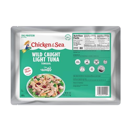Image of Chicken of the Sea Chunk Light Tonggol Tuna in Water, 43 Ounce Packets (Pack of 6), Wild Caught Tuna, Foodservice Size