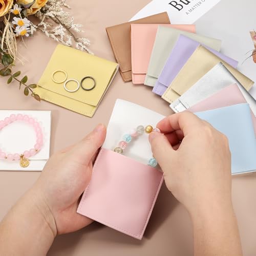 Pochette bijoux anti rayure en cuir enveloppe grise pour colliers