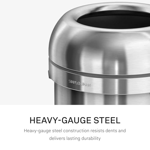 Image of simplehuman All Steel Bullet Can, 115L / 30 Gallon Premium Commercial Trash Can for Hotels, Museums, Galleries, Upscale Spaces, Heavy Gauge Steel, ADA-Compliant, Brushed Stainless Steel