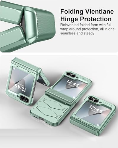 Image of Midkart Hinge Protection Cover Compatible with Samsung Galaxy Z Flip 6 / Z Flip 7 FE with Built-in Screen Protection Armor Case Shockproof, Mint Green