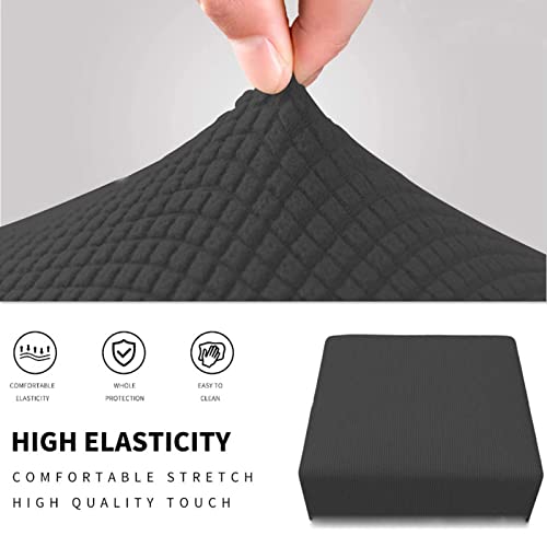 MULARE Ottoman Cover, Stretch Jacquard Footstool Slipcover Furniture Protector, with Elastic Footstool Slipcovers, Dustproof Removable Washable Footrest Pouffe Covers,Light Grey,M - Cosy Home Interiors MULARE Ottoman Cover, Stretch Jacquard Footstool Slipcover Furniture Protector, with Elastic Footstool Slipcovers, Dustproof Removable Washable Footrest Pouffe Covers,Light Grey,M - Image 5