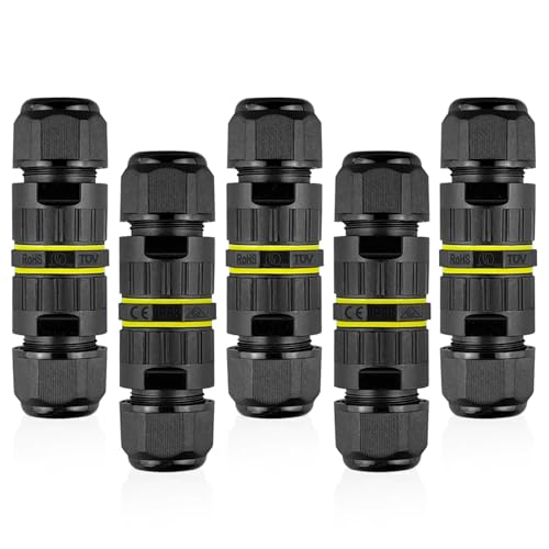 Malajess Kabelverbinder Wasserdicht IP68 3-Polig für Ø5-8 mm Kabeldurchmesser Wasserdichte Abzweigdose Kabelmuffe Wasserdicht (5 Stück Schwarz)