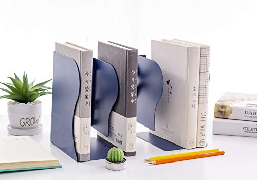 Jiari Simple Nature Style Blue Decorative Metal Iron Bookends Holder Stand Desk Nonskid Adjustable Bookend (Blue) #TOP3